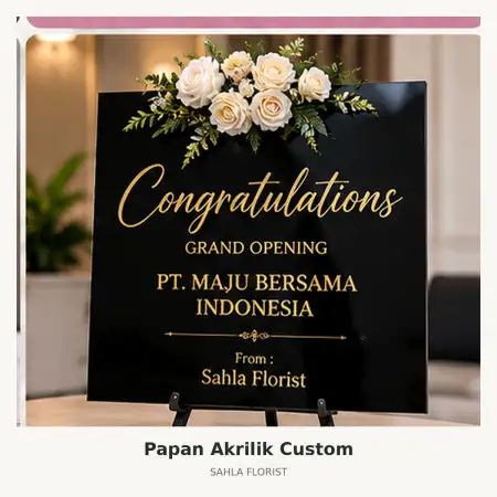 Papan Bunga Akrilik Kuningan Cbd